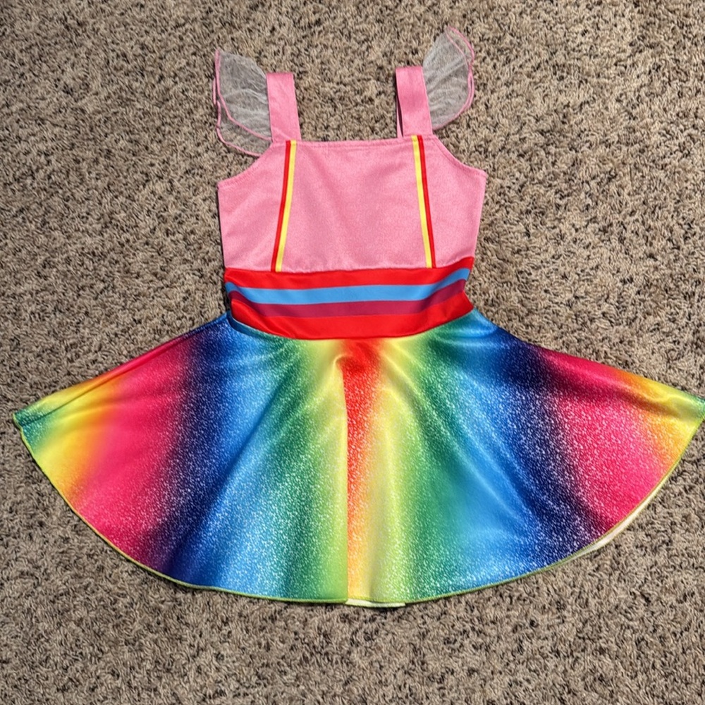 Colorful Rainbow Kids Casual Dress - Picture 3 of 3